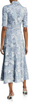 Thumbnail for your product : Theia Button-Front Metallic Stretch Cloque Full-Skirt Dress