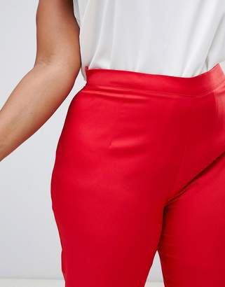 PrettyLittleThing Plus Plus tailored wide leg pants in red