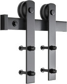 Vita Paneled Wood and Glass Prefinished Barn Door with Installation Hardware Kit