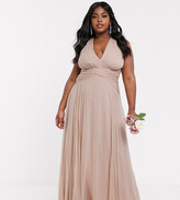 Thumbnail for your product : ASOS Curve ASOS DESIGN Curve bridesmaid ruched bodice drape maxi dress with wrap waist