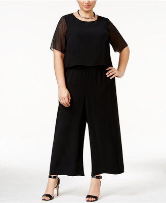 Alfani Plus Size Illusion Overlay Jumpsuit , Only at Macy's