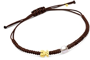 Tous 18K Yellow Gold Xxs Bear & Cultured Freshwater Pearl Cord Bracelet
