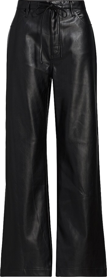 Rag & Bone Women's Phoebe Faux-Leather Drawcord Pants - Black - Size XS