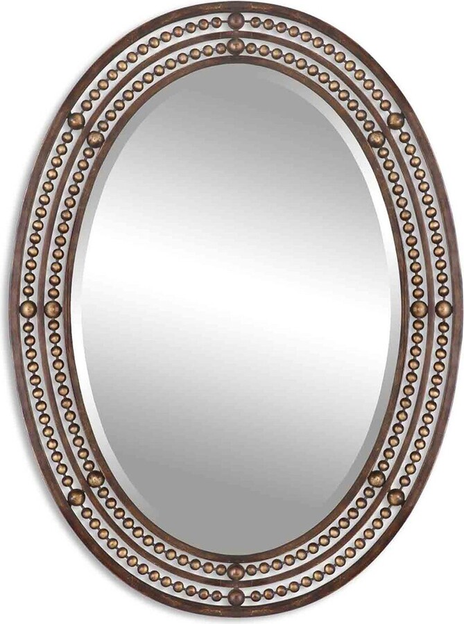 Hewson Distressed Oil Rubbed Bronze Mirror With Antiqued Gold