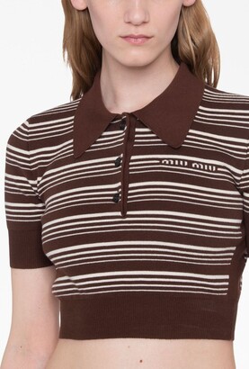 Miu Miu Stripe Cropped Polo Shirt - ShopStyle Tops