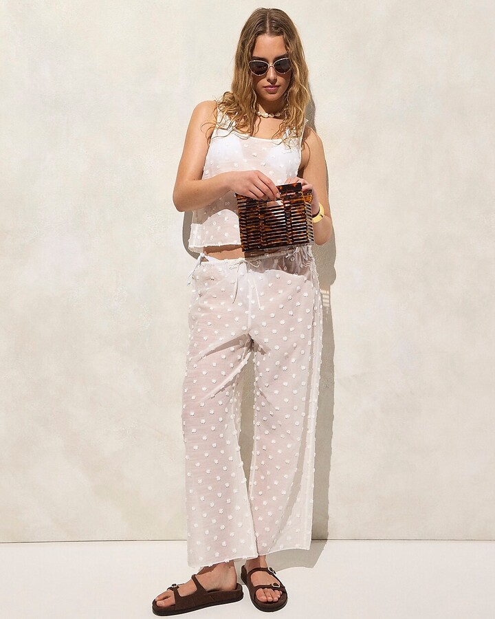 J.Crew Scoopneck tank top with pom-poms