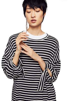 Mango - White Stripe Print 'Colar' Long Sleeve T-Shirt