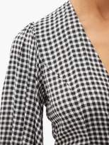 Thumbnail for your product : Ganni Gingham Wrap-around Crepe Top - Womens - Black White