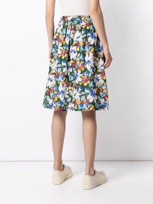 YMC Frida floral-print midi skirt
