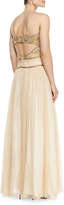 Thumbnail for your product : Aidan Mattox Spaghetti Strap Beaded Bodice Gown, Antique Gold