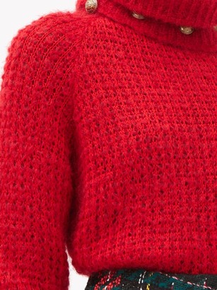Balmain Detachable Roll-neck Wool-blend Sweater - Red