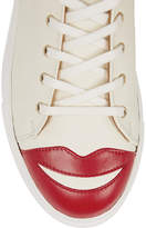 Thumbnail for your product : Charlotte Olympia Kiss Me Textured-leather Sneakers - Off-white