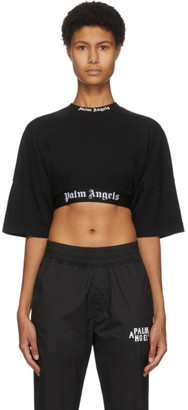 Palm Angels Black Cropped Logo T-Shirt - ShopStyle