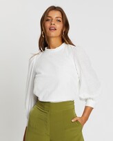 Thumbnail for your product : Atmos & Here Atmos&Here - Women's White Lace Tops - Bedford Puff Sleeve Top - Size 16 at The Iconic