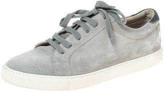 Brunello Cucinelli Grey Suede and Leather Trim Low Top Sneakers Size 45