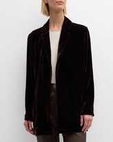 Thumbnail for your product : Eileen Fisher Notched-Lapel Open-Front Velvet Blazer