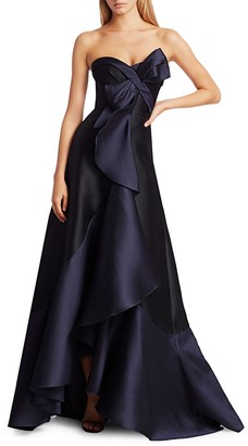 Marchesa Notte Strapless Two-Toned Mikado Gown