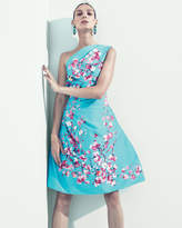 Thumbnail for your product : Monique Lhuillier Cherry Blossom One-Shoulder Cocktail Dress, Aquamarine/Multi