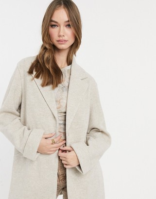 Bershka coat in ecru - ShopStyle