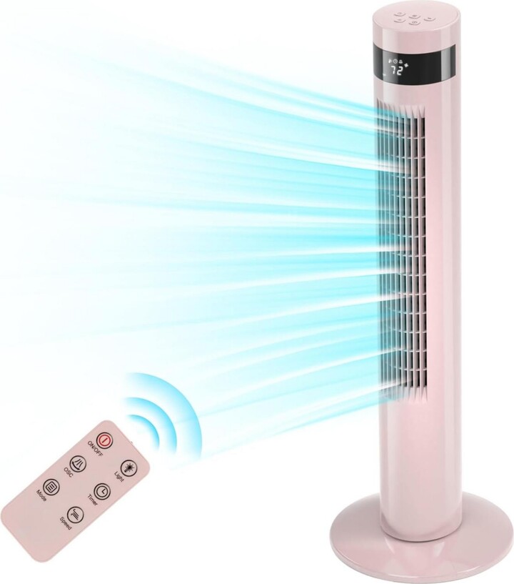 Antarctic Star Tower Fan Portable Electric Oscillating Fan Quiet Cooling Remote Control Standing Bladeless Floor Fans 3 Speeds Wind Modes Timer Bedroo