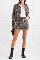 Thumbnail for your product : Mother The Cut Drifter Distressed Leopard-print Denim Jacket