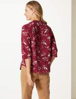 Thumbnail for your product : Marks and Spencer Pure Cotton Floral Print 3/4 Sleeve Blouse
