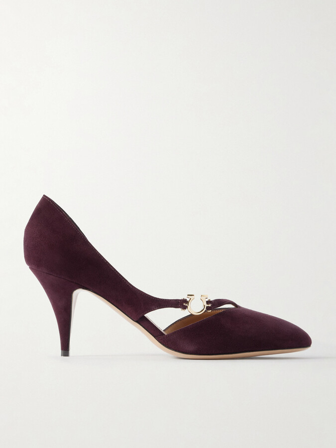 Ferragamo Moreen 70 Suede Pumps - Burgundy