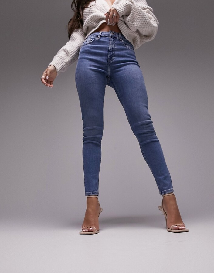 Topshop Hourglass Jamie jeans in mid blue - ShopStyle