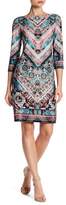 Thumbnail for your product : London Times 3/4 Sleeve Print Shift Dress