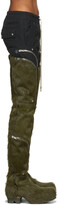 Thumbnail for your product : Rick Owens Green Calf-Hair Thigh-High Bauhaus Ballast Boots