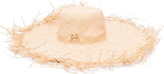 Ruslan Baginskiy Fringed Wide-Brim Straw Hat