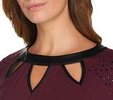 Thumbnail for your product : Belle By Kim Gravel Belle by Kim Gravel Faux Leather Trim Cut-Out Tunic