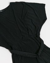 Thumbnail for your product : Bershka crinkle tie-waist midi dress in black