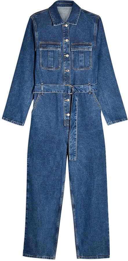 topshop jean jumpsuit