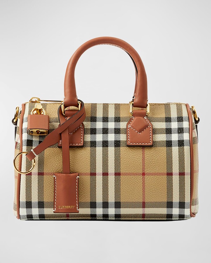 Burberry Bowling Bag With Nova Check Pattern and Black Patent 