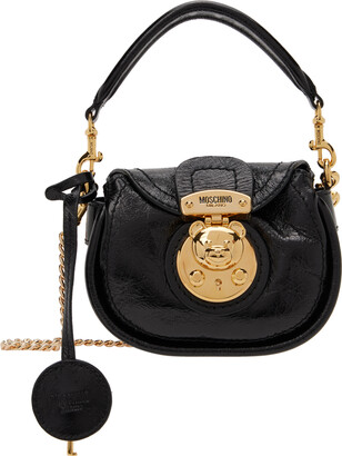 Moschino Quilted Black Calfskin Gold Chain Strap Purse