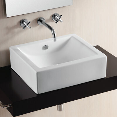 Caracalla Ceramica II Ceramic Square Vessel Bathroom Sink with Overflow