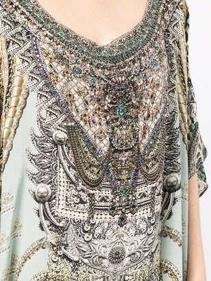 Camilla Graphic-Print Kaftan Silk Gown