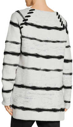 Baja East Striped Cashmere And Wool-blend Sweater - Light gray