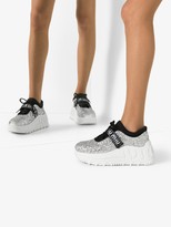 Thumbnail for your product : Miu Miu Silver Glitter Flatform Sneakers