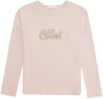 Chloé Children Glittered Logo Long-Sleeve T-Shirt