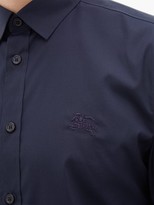 Thumbnail for your product : Burberry Logo-embroidered Cotton-blend Poplin Shirt - Navy