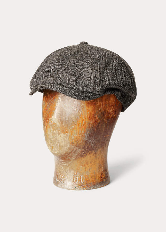 wool herringbone newsboy cap