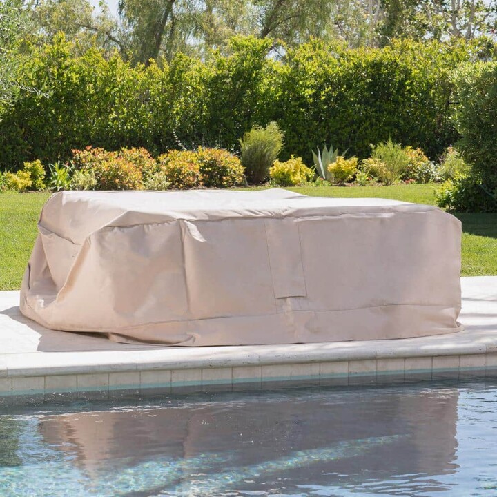 Noble House Shield Large Beige Outdoor Patio Table and Chair Set Cover
