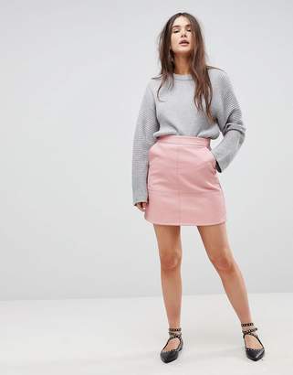 Only A-Line Leather Look Skirt