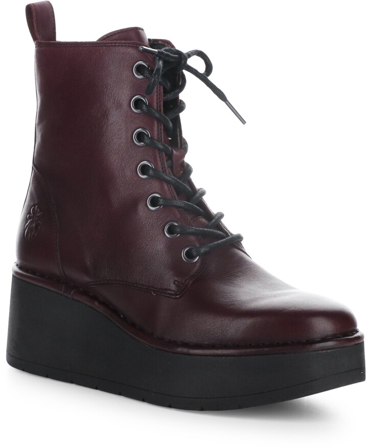 wine colored combat boots