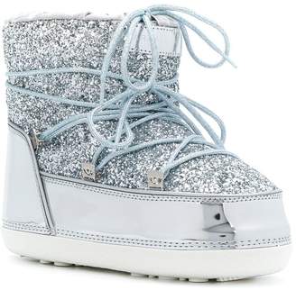 Chiara Ferragni glitter lace up snow boots