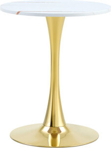 George Oliver Space-saving Modern Dining Table, Gold White Mdf Top, Compact Kitchen Essential