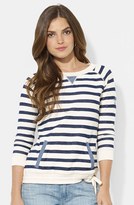 Thumbnail for your product : Lauren Ralph Lauren Stripe French Terry Drawstring Waist Top