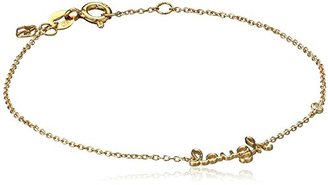 Shy by Sydney Evan Sterling Silver Yellow Gold Plated "Laugh" Bracelet with Diamond Bezel of 17.145cm